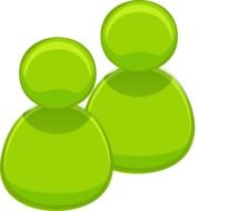 two green shapes for an abstract avatar