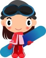 drawing of a girl with a snowboard in her hands
