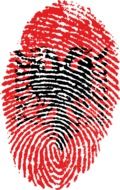 fingerprint with the image of the flag of Albania