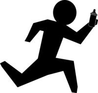 silhouette of a running man with a bottle