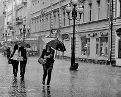 moscow arbat street rain