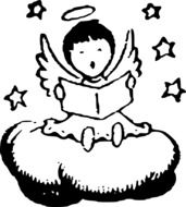 Drawing of angel baby sitting on a cloud