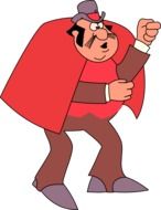 cartoon character in hat and red cloak