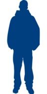 blue silhouette of a standing man