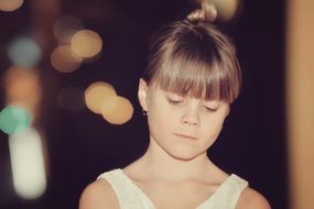 girl looking down face portrait