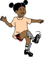 happy dark skin child girl in football shoes