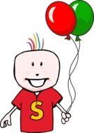 happy child with balloon drawing