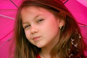 girl with pink umbrella portrait
