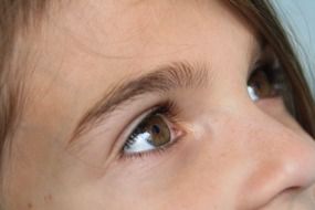 photo of the girl's face with brown eyes