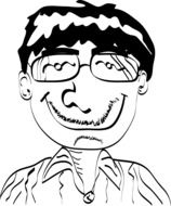 man spectacles face drawing