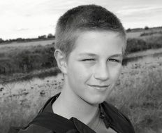 cool teenager boy, black and white portrait