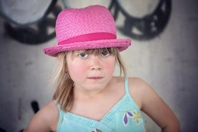 funny girl in pink hat