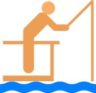 Blue and orange symbol of the fishing man