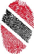 Flag of Trinidad and Tobago on fingerprint drawing at white background