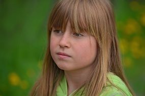 long hair sad child
