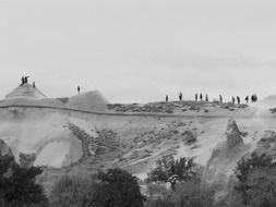 silhouettes of hikers