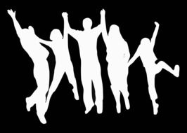 cheering jumping people