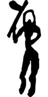 painted tribal man with hatchet