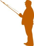 yellow silhouette of a fisherman