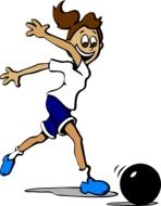 girl with a black ball as a colorful graphic image