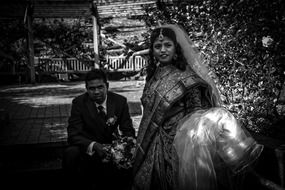 black and white photo of indian wedding