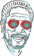 graphic image of a man in red-green 3d glasses