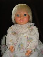 vintage blond doll with blue eyes and freckles