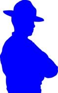 blue silhouette of trooper, police officer