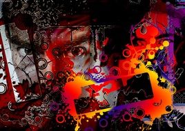 human look on colorful background