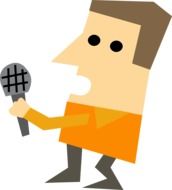 graphic image of a man with a microphone