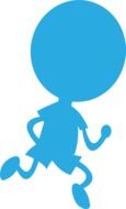 blue silhouette of a jogging man