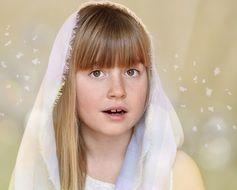 child girl face cloth portrait magic background