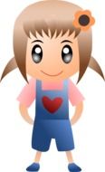 Figure girls in denim overalls