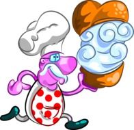 drawing of funny cook cooking food fast