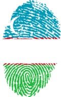 uzbekistan flag painted on fingerprint