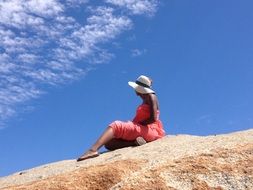 girl in hat on the beach