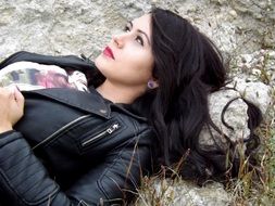 portrait of beautiful girl on a ground