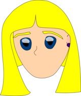drawing of a female face with yellow long hair