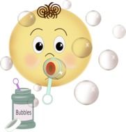 cartoon child Blowing soap bubbles