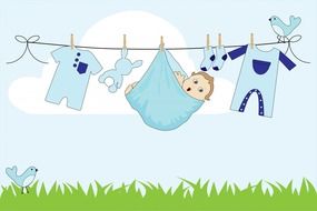 painted baby on a clothesline