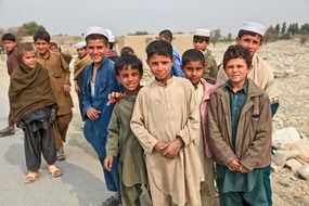 poor curious boys in Afghanistan