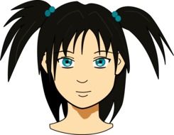 head of black haired teen girl, drawing