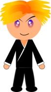 a boy blond with blue eyes drawing