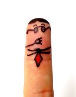 painted man on a finger