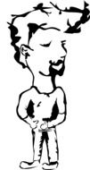 man with big hair looking aside, illustration