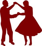 dancing senior couple, silhouette