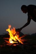 big bright bonfire at night