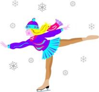 clipart, blond girl is ice skating in the winter