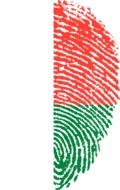 Half fingerprint with the image of the flag of Madagascar on white background