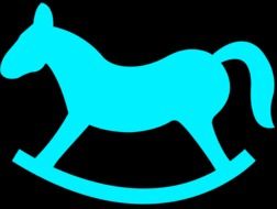 blue rocking horse on the black background